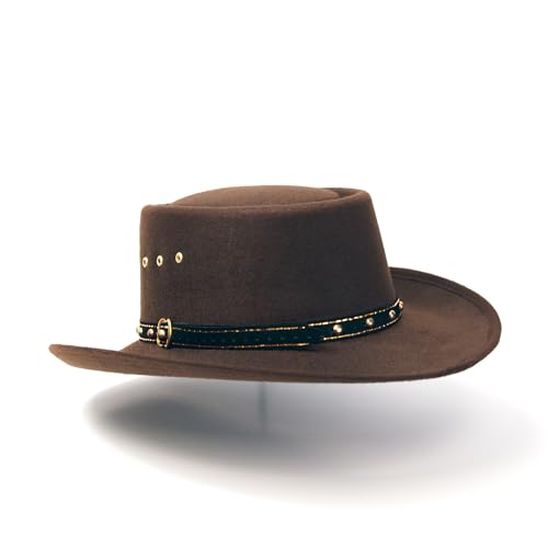 Western Express Faux Felt Gambler Cowboy Hat | Classic Cowboy & Cowgirl Hats for Kid's (US, Alpha, One Size, Brown) - Image 3