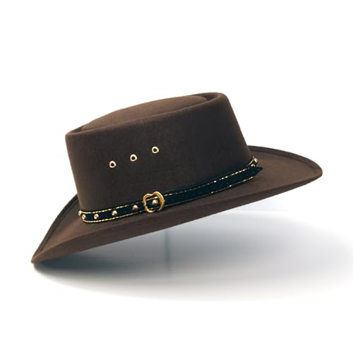 Western Express Faux Felt Gambler Cowboy Hat | Classic Cowboy & Cowgirl Hats for Kid's (US, Alpha, One Size, Brown) - Image 5