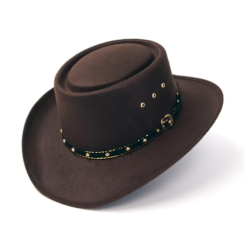 Western Express Faux Felt Gambler Cowboy Hat | Classic Cowboy & Cowgirl Hats for Kid's (US, Alpha, One Size, Brown) - Image 1