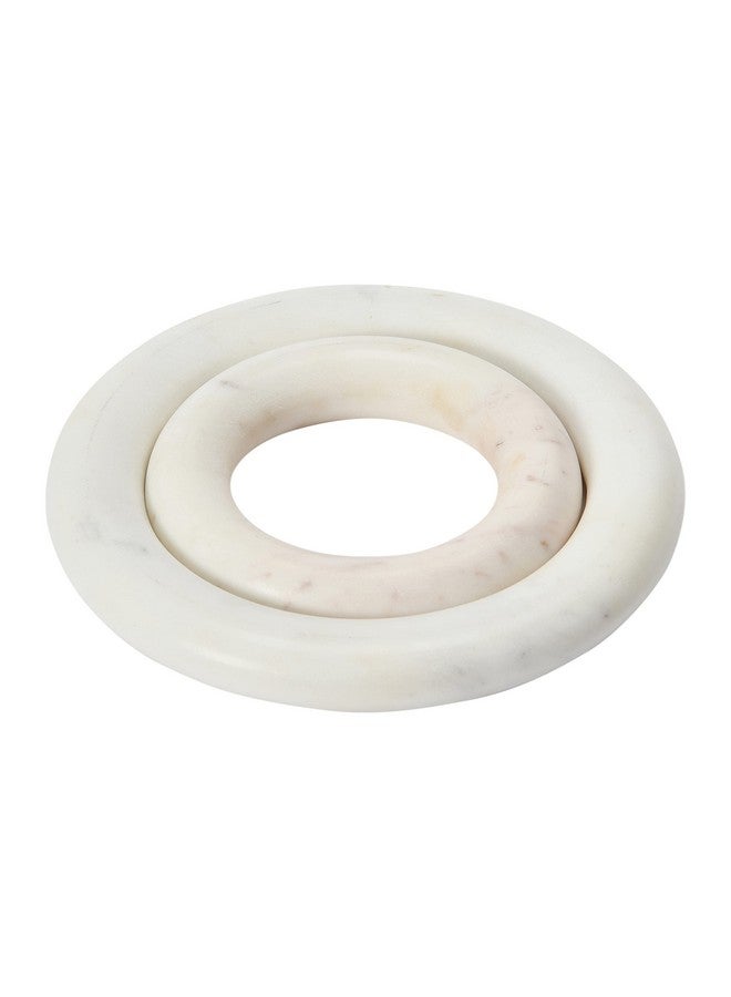 Creative Co-Op Marble Trivets for Dining Table, Set of 2, 8" round, White - Image 1