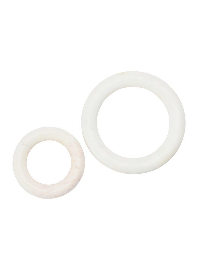 Creative Co-Op Marble Trivets for Dining Table, Set of 2, 8" round, White - Image 3