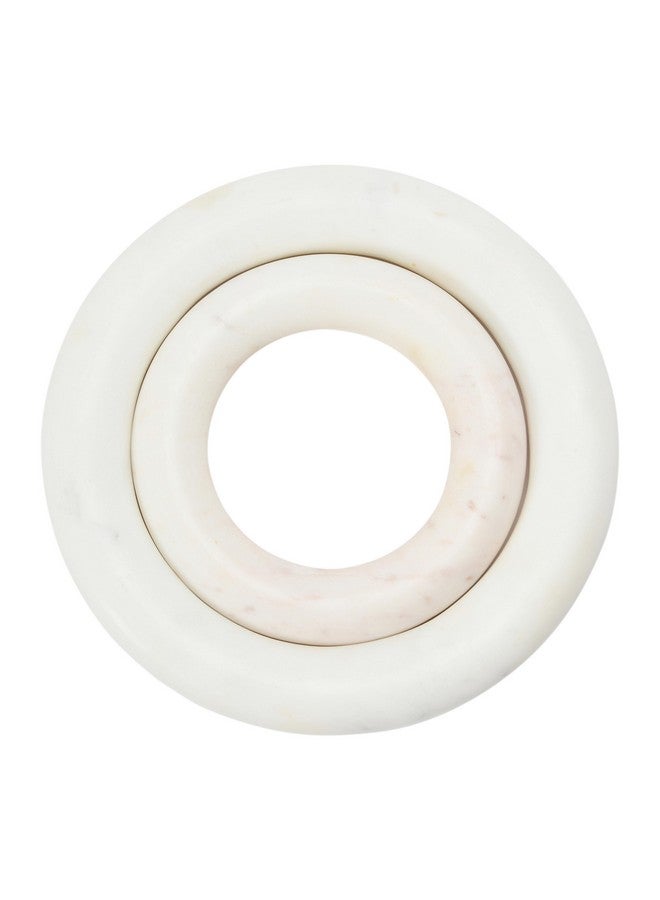 Creative Co-Op Marble Trivets for Dining Table, Set of 2, 8" round, White - Image 4