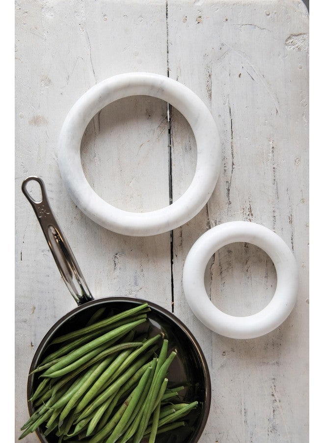 Creative Co-Op Marble Trivets for Dining Table, Set of 2, 8" round, White - Image 5