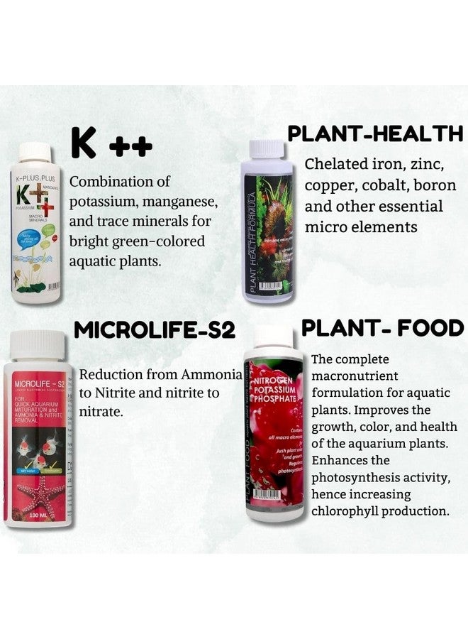 Generic Aquatic Remedies 4 Combo Pack Plant Fertilizer - (Plant Food + Health Formula - (120Ml), Microlife S2, K++ (100Ml)) For Aquarium Medicine With Free Key Ring  - Image 4