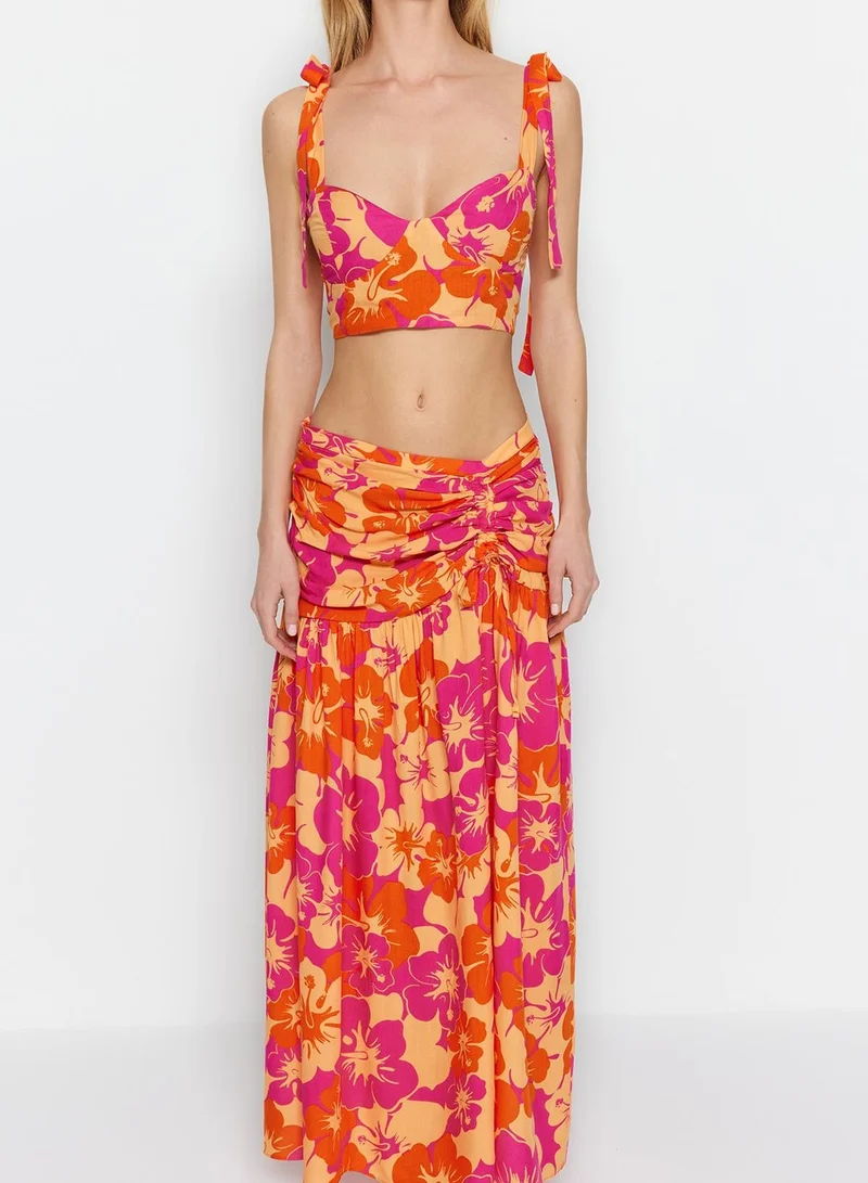 trendyol Floral Print Top & Skirt Set
