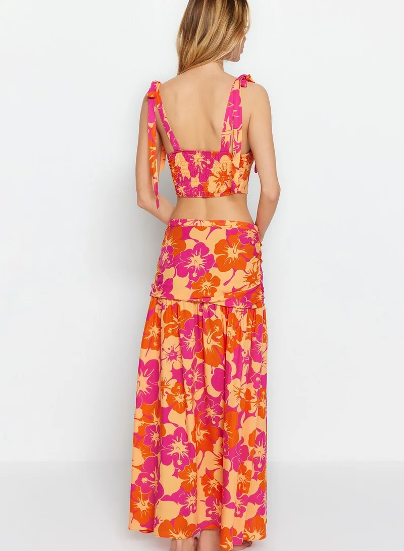 trendyol Floral Print Top & Skirt Set