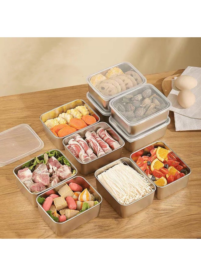 Generic - Food Grade Stainless Steel Preservation Box With Lid Sealed Box Square Towel Tray Lunch Box Sub-packing Box Vegetable Box Flavor Box-Specifications: 13.5*5*10.5-Color:Free Labeling/fcm Qualifications Can Be Provided When Placing An Order - Image 1