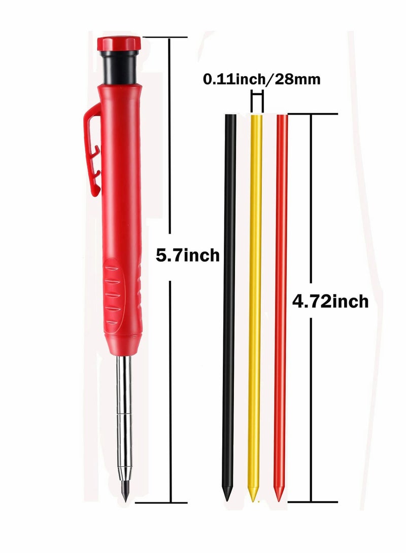 Excefore Mechanical Carpenter Pencils 1 Pcs Carpenter Pencil + 12 Refill Leads Built-In Sharpener Marker Marking Tool for Carpenter Scriber Construction Woodworking Tools (1 Set) - Image 3