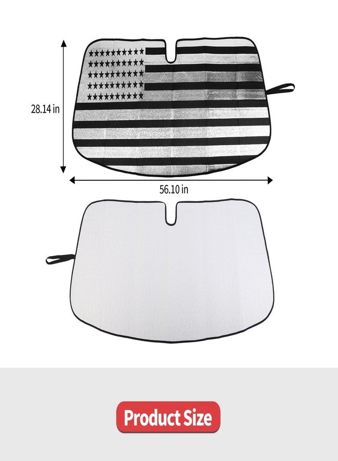 Jimen Fit for Ford Mustang 2015-2024, American Flag Windshield Sun Shade Car Reflective Sunshade Window Visor - Image 3