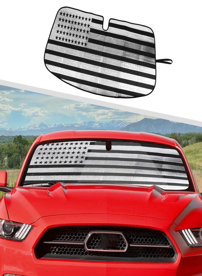 Jimen Fit for Ford Mustang 2015-2024, American Flag Windshield Sun Shade Car Reflective Sunshade Window Visor - Image 1