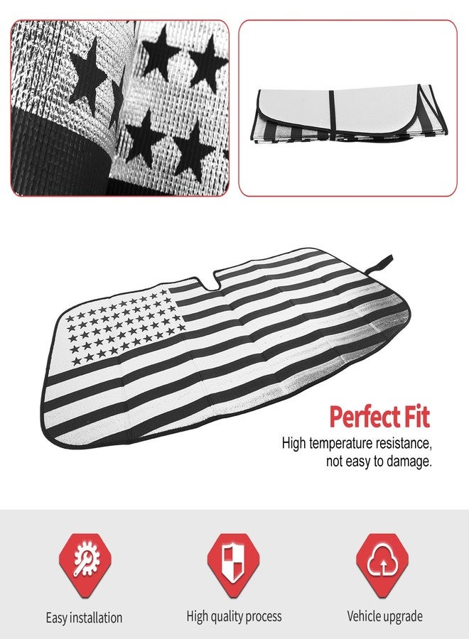 Jimen Fit for Ford Mustang 2015-2024, American Flag Windshield Sun Shade Car Reflective Sunshade Window Visor - Image 4
