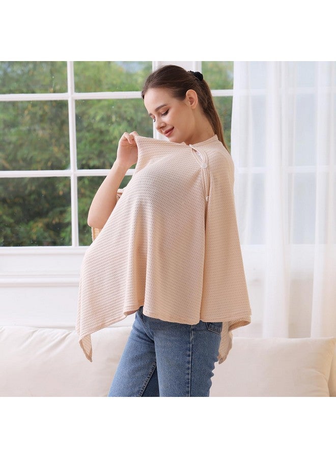 Zdolmy Knit Nursing Cover for Baby Breastfeeding, Breathable and Soft, Wide Neck with Stretch for Easy View (Cream) - Image 2