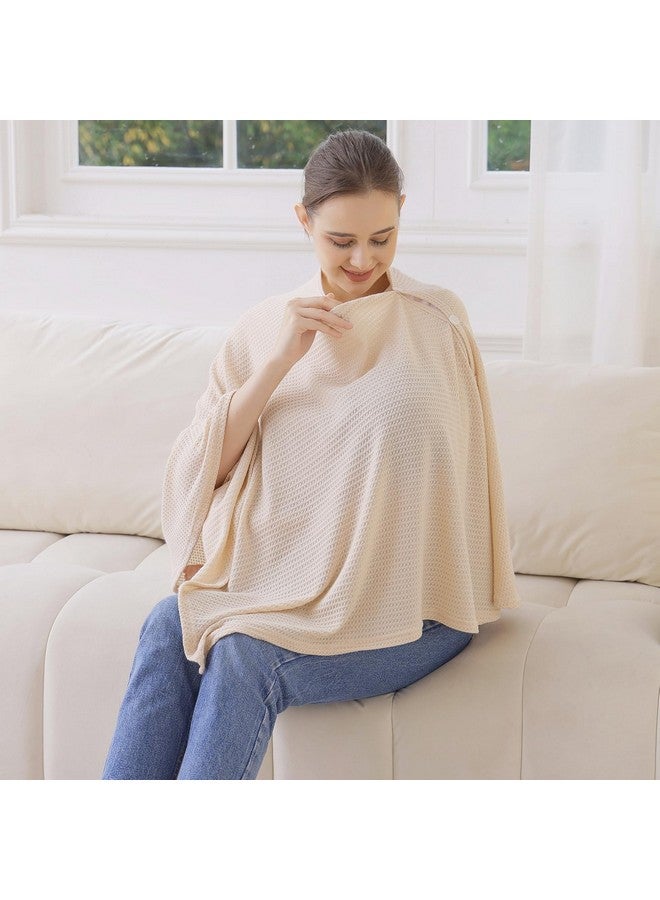 Zdolmy Knit Nursing Cover for Baby Breastfeeding, Breathable and Soft, Wide Neck with Stretch for Easy View (Cream) - Image 5