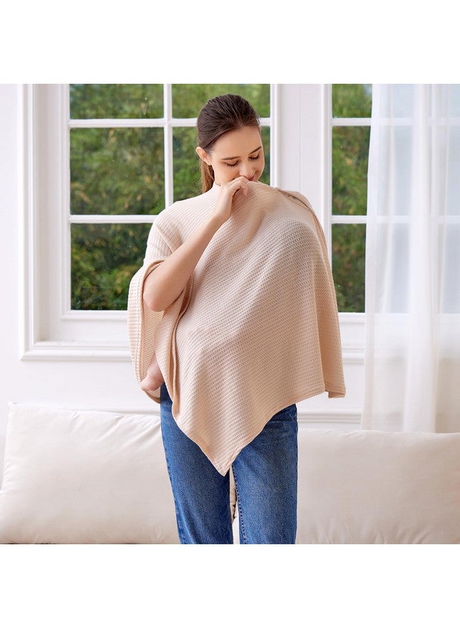 Zdolmy Knit Nursing Cover for Baby Breastfeeding, Breathable and Soft, Wide Neck with Stretch for Easy View (Cream) - Image 3