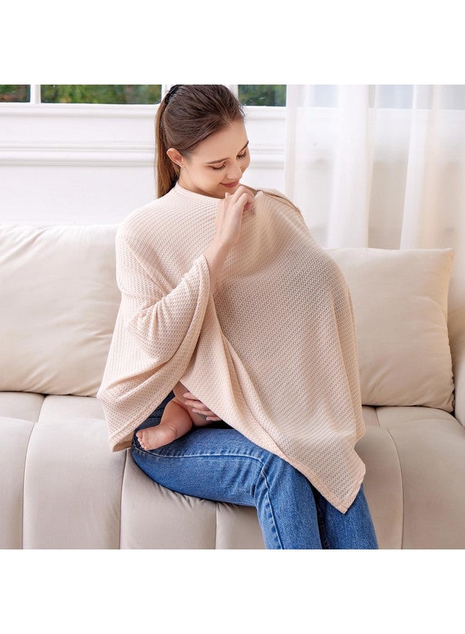 Zdolmy Knit Nursing Cover for Baby Breastfeeding, Breathable and Soft, Wide Neck with Stretch for Easy View (Cream) - Image 1