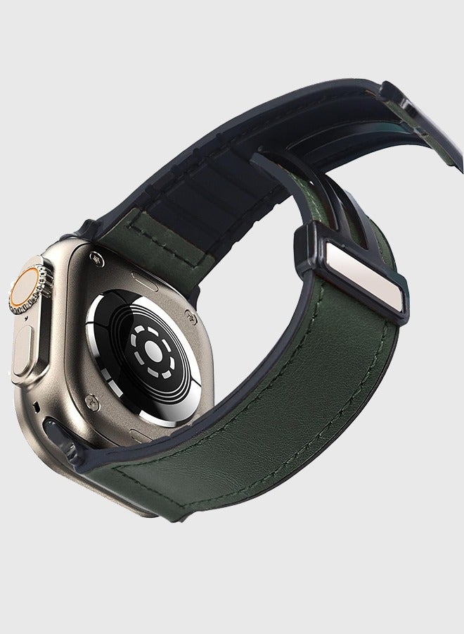 Leather Bands with Magnetic Buckle Fits Apple Watch Ultra 2/Ultra Series 9/8/SE 2nd Gen/7/SE/6/5/4/3/2/1 Compatible with 42/44/45/49mm Case Sizes Also Compatible with Series 10 with 46mm Case Size - Image 2