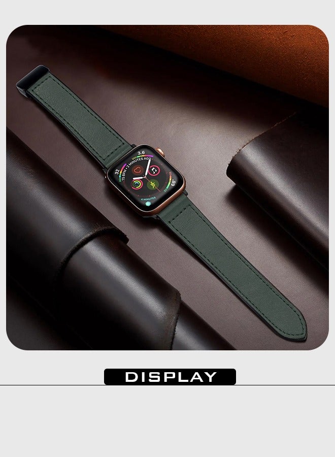 Leather Bands with Magnetic Buckle Fits Apple Watch Ultra 2/Ultra Series 9/8/SE 2nd Gen/7/SE/6/5/4/3/2/1 Compatible with 42/44/45/49mm Case Sizes Also Compatible with Series 10 with 46mm Case Size - Image 3