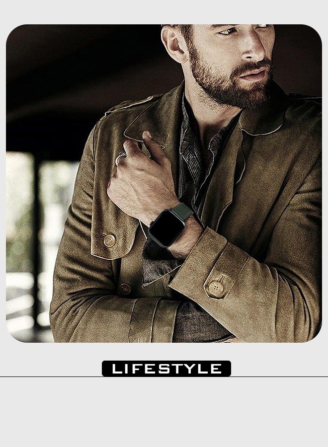 Leather Bands with Magnetic Buckle Fits Apple Watch Ultra 2/Ultra Series 9/8/SE 2nd Gen/7/SE/6/5/4/3/2/1 Compatible with 42/44/45/49mm Case Sizes Also Compatible with Series 10 with 46mm Case Size - Image 5