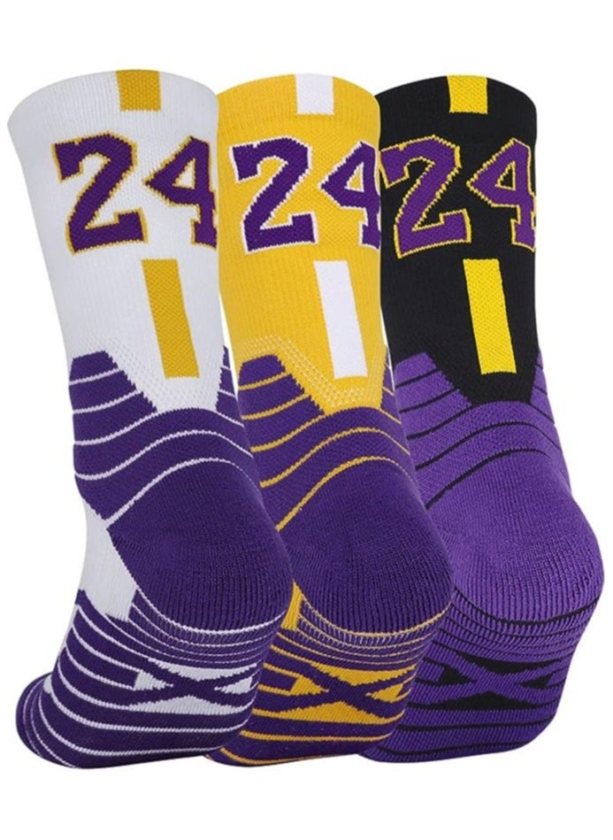 XiuWoo Basketball Socks 3 Pairs, Athletic Socks with 3D Ankle Protection , Compression Cushion Sport Socks for Men  - Image 1