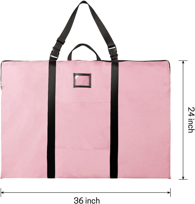 BERYA Large Size Art Portfolio Bag with Nylon Shoulder, 24 x 36 inches Light Weight Poster Storage Bag Board Holder with Handle and Zipper for Poster, Sketching and Drawing (pink) - Image 3
