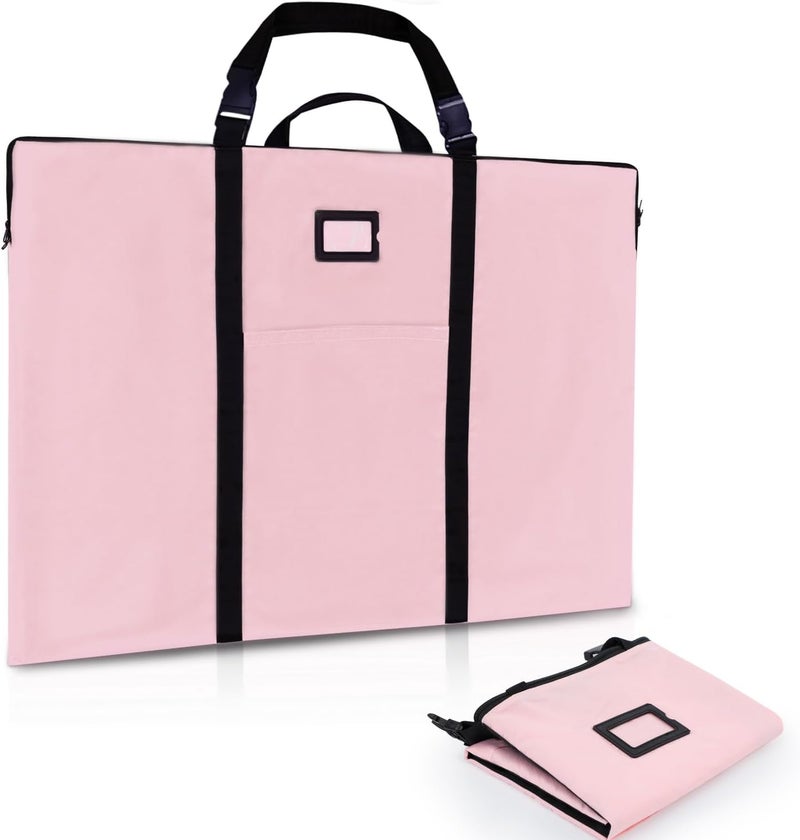 BERYA Large Size Art Portfolio Bag with Nylon Shoulder, 24 x 36 inches Light Weight Poster Storage Bag Board Holder with Handle and Zipper for Poster, Sketching and Drawing (pink) - Image 1