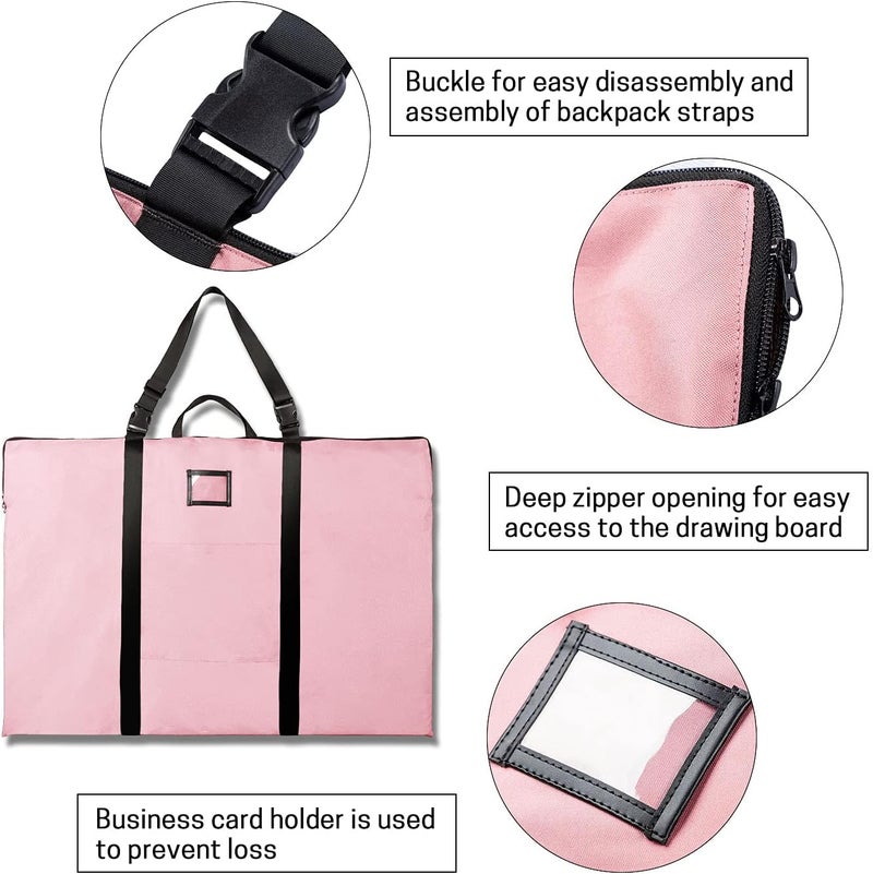 BERYA Large Size Art Portfolio Bag with Nylon Shoulder, 24 x 36 inches Light Weight Poster Storage Bag Board Holder with Handle and Zipper for Poster, Sketching and Drawing (pink) - Image 5
