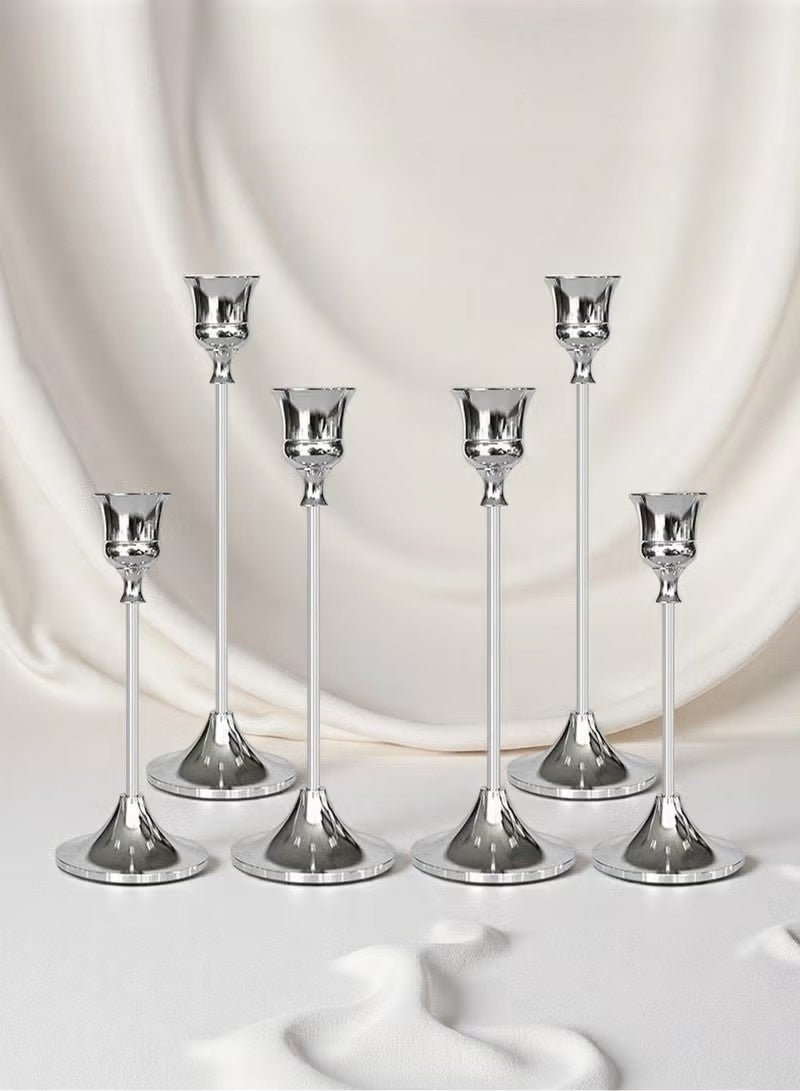 Silver Candle Holders Set of 3 - Elegant 3 Tier Height Metal Candle Holders for Home, Wedding and Party Decor - Image 5