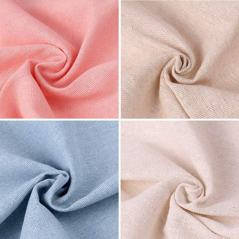 Vidillo Needlework Fabric, 4Pcs 4 Colors Natural Linen Fabric Solid Colored Embroidery Fabric Cross Stitch Aida Cloth for Making Garment Craft, Needle Embroidery, 20 Inch Linen Fabric DIY Decoration C - Image 3