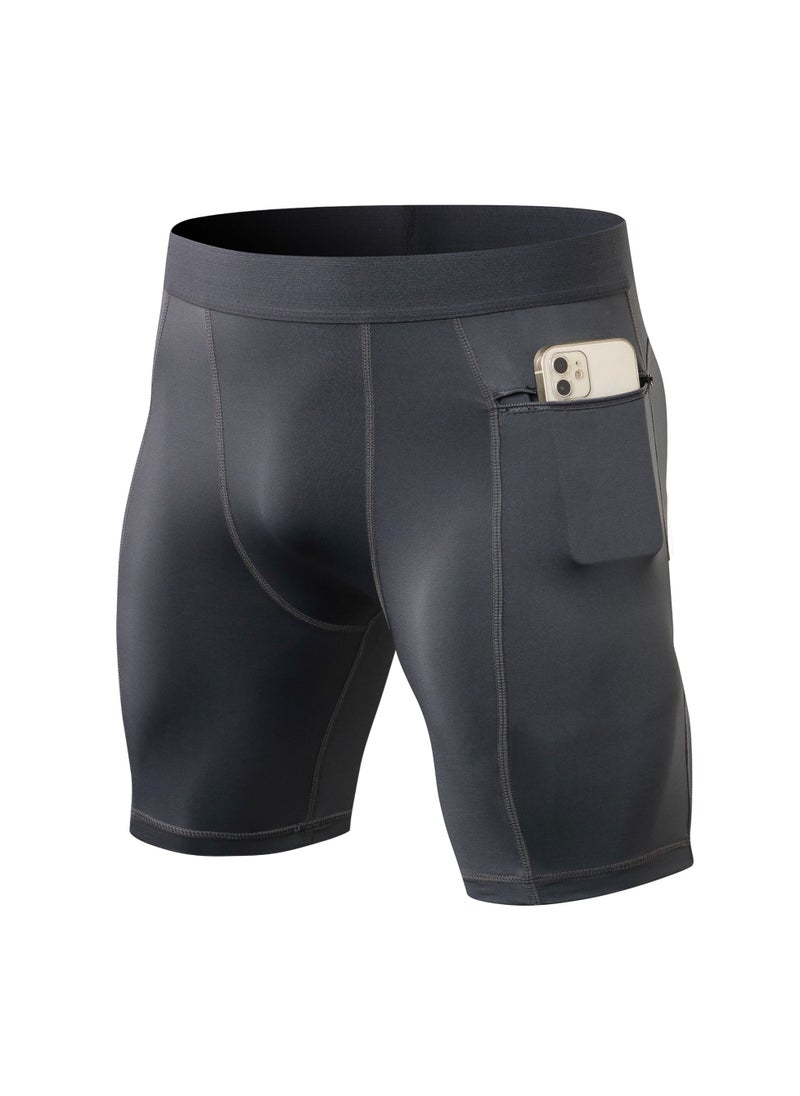 Loquat Men Quick Dry Breathable Elastic Shorts Grey  - Image 1