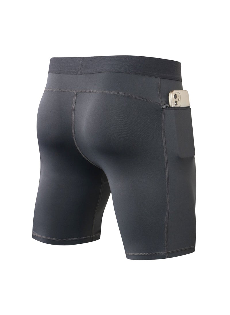 Loquat Men Quick Dry Breathable Elastic Shorts Grey  - Image 2
