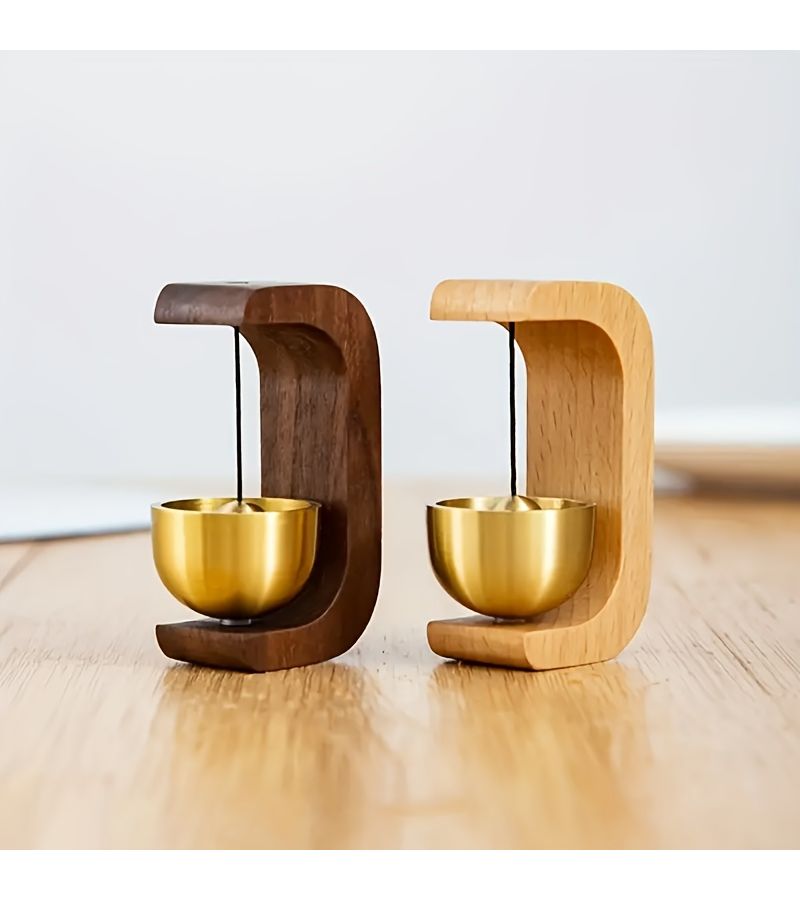 2 Pack Wooden Magnetic Door Bell Wind Chime Adhesive Backing Entryway Decor Antique Original Color - Image 1