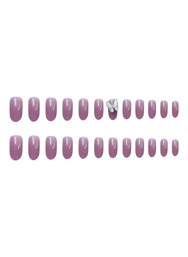 NIBEMINENT 24-Piece Removable False Nail Set Purple - Image 1