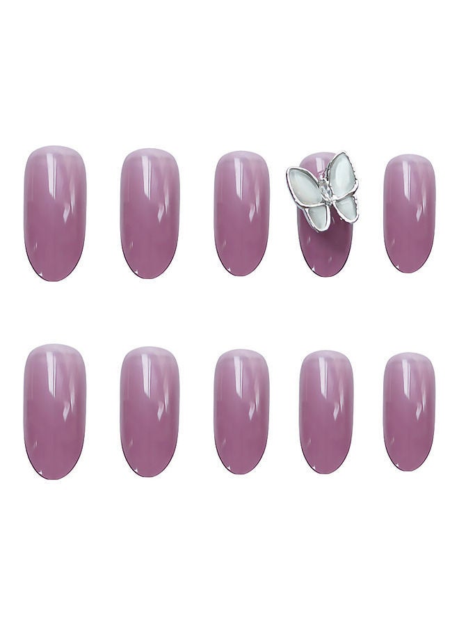 NIBEMINENT 24-Piece Removable False Nail Set Purple - Image 2