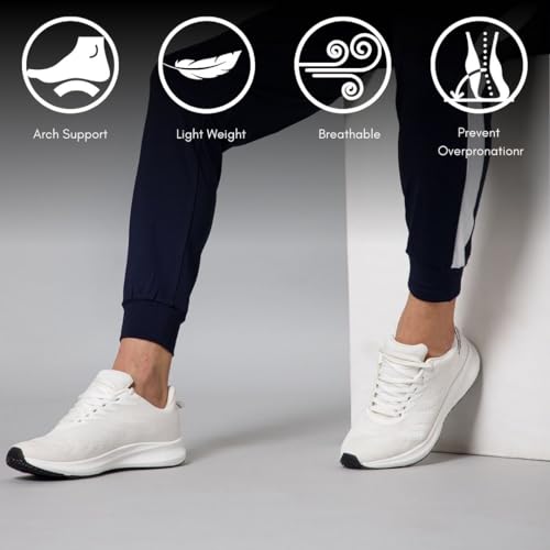 SHAPECRUNCH Arch Support Shoes with Soft Cushioned Insoles for Men for Walking and Running - Comfortable and Stylish (White, 8) - Image 3
