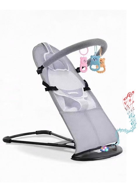 Luxury Portable Baby Rocking Chair with Music,  Headrest, Toy Rack, and  – Multifunctional, Adjustable, Skin-Friendly, and Breathable Design