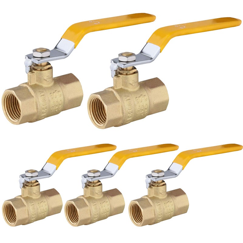 HeSun 5Pack HeSun 12 Inch FIP Threaded Ball Valve Brass Full Port Shutoff Valve12 Female NPT x 12 Female NPT 600 WOG Water Oil and GasYellowVALVE226 - Image 2