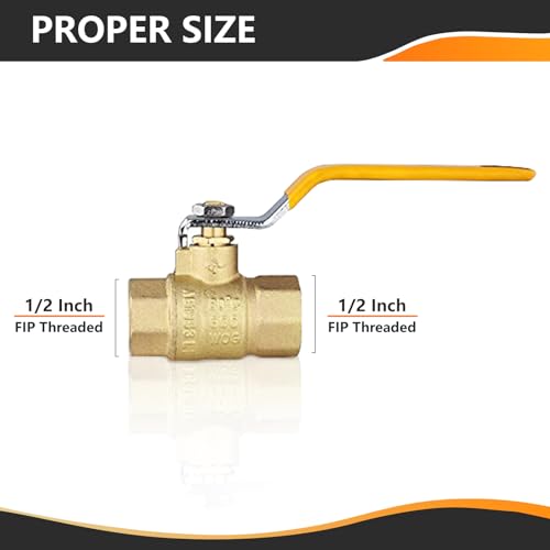 HeSun 5Pack HeSun 12 Inch FIP Threaded Ball Valve Brass Full Port Shutoff Valve12 Female NPT x 12 Female NPT 600 WOG Water Oil and GasYellowVALVE226 - Image 3