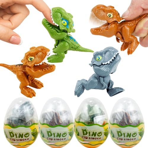 Sealive Dinosaur Egg Toys with Mini T-Rex Inside - 4 Pack Hatching Dinosaur Eggs for Kids 3-5, Educational Birthday Gifts, Boys Girls Party Favors, Interactive Play Learning Toys, Biting Fingers Big mouth - Image 1