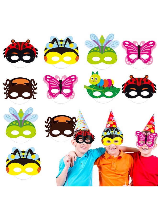 CY2SIDE 30Pcs Summer Insect Bugs Paper And Elastic Masks For Kids Insect Theme Cos Play Costume Dress Up Party Accessory Favor Supplies Summer Party Photo Booth Props Kit Mix Of Butterfly Bee Ladybug - Image 2