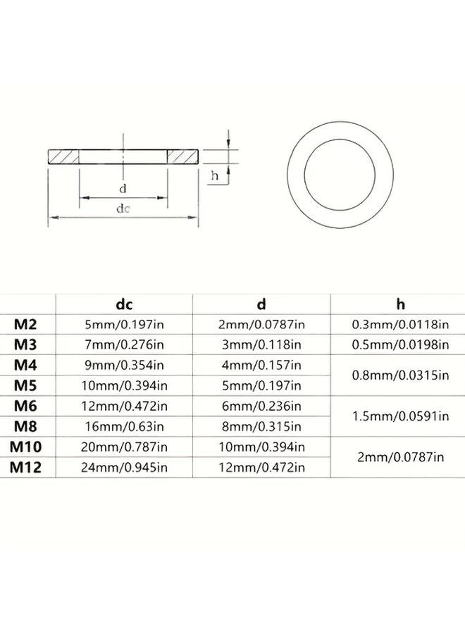 M4 100pcs 304 Stainless Steel Flat Washers Corrosion Resistant Durable - Image 5