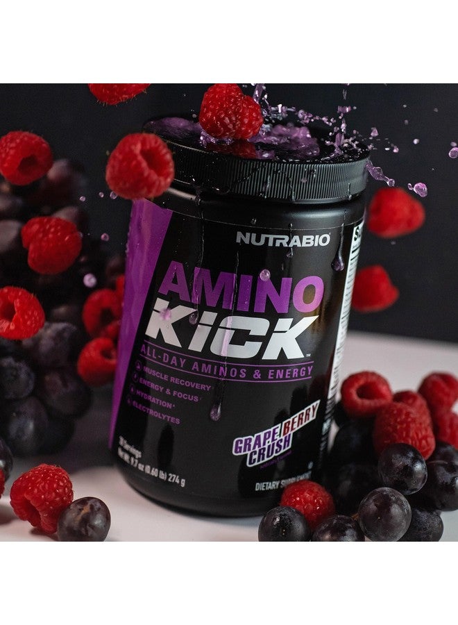 نوترا بايو NutraBio Amino Kick - تركيبة طاقة غنية بالأحماض الأمينية - BCAA، إلكتروليتات للترطيب، كافيين طبيعي - 30 حصة (نكهة العنب والتوت) - Image 3