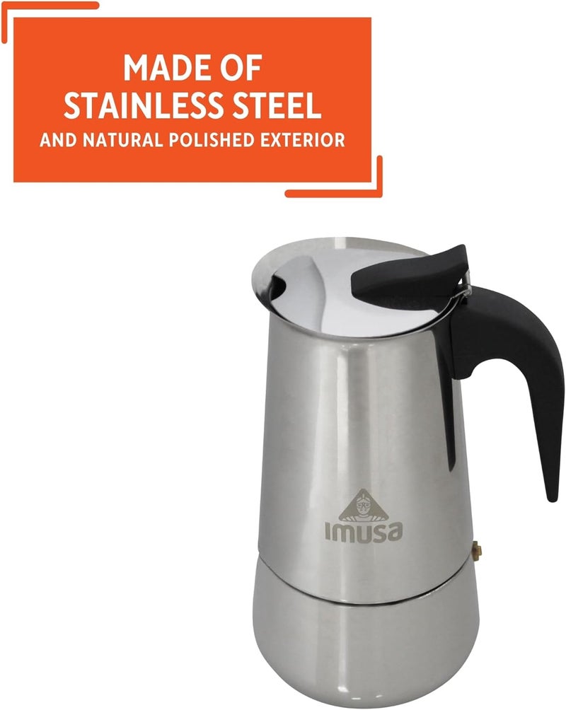 Imusa USA B120-22062M Stainless Steel Stovetop Espresso Coffeemaker 6-Cup, Silver - Image 3