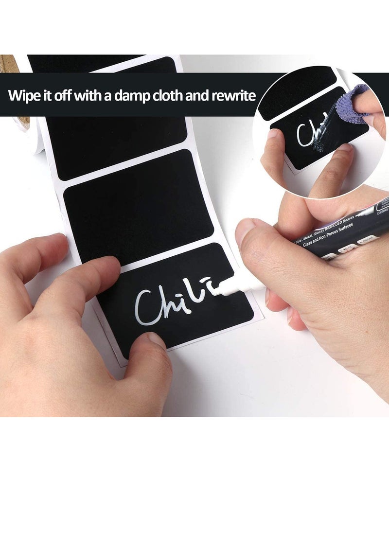 SYOSI - 150 Labels for Jars Waterproof Chalkboard Labels Reusable Blackboard Stickers on a Roll for Jars, Canisters, Kilner Jars, Scrapbooking, 60 x 40 mm - Image 1