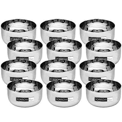ZORROW MART Stainless Steel Dinner/Dessert Bowl, Sada Vati/Wati,(250 ml) (Set of 12) - Image 2