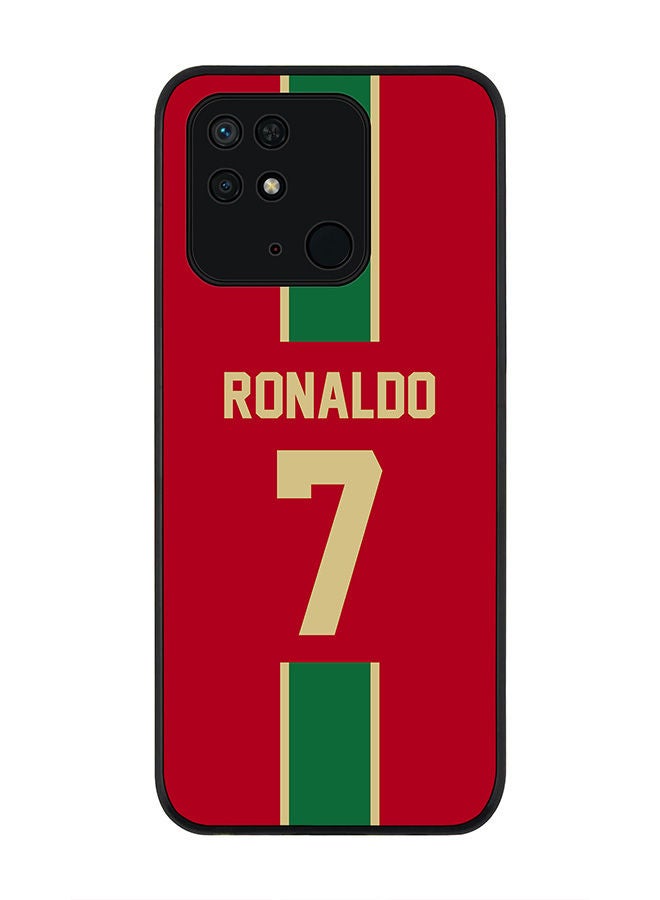 Stylizedd Rugged Black edge case for Redmi 10C 4G  Slim fit Soft Case Flexible Rubber Edges Anti Drop TPU Gel Thin Cover - Football Team - Portugal Player Name - Ronaldo - Image 1