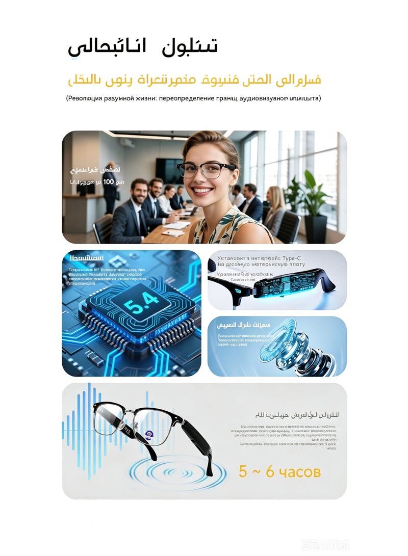 نظارات شمسية بلوتوث ذكية مع تحكم صوتي ومكالمات بدون استخدام اليدين وحماية من الأشعة فوق البنفسجية - Image 3