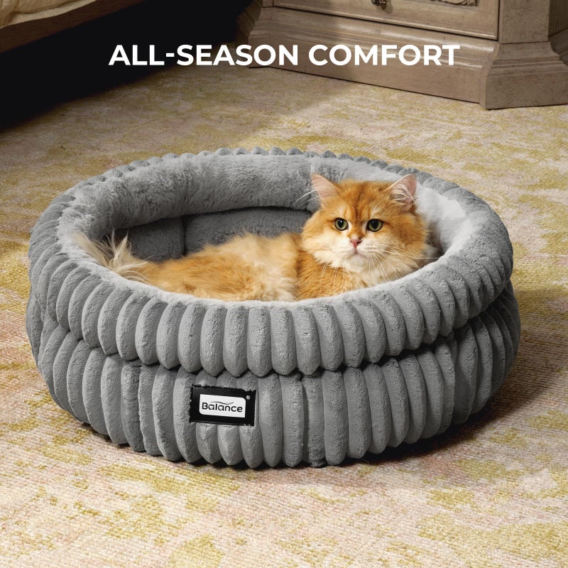 BALANCE Cat Bed Kitten Bed, Washable Round Cat Beds for Indoor Cats,Super Soft Plush Faux Fur Pet Bed for Puppy and Kitten with Anti-Slip Bottom - Image 4