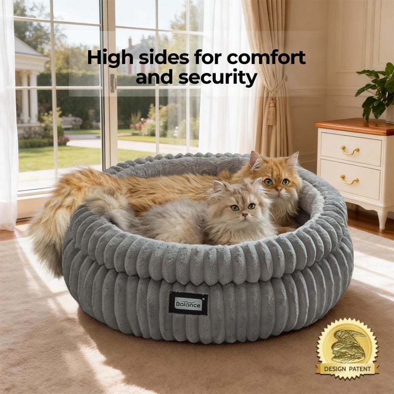 BALANCE Cat Bed Kitten Bed, Washable Round Cat Beds for Indoor Cats,Super Soft Plush Faux Fur Pet Bed for Puppy and Kitten with Anti-Slip Bottom - Image 2