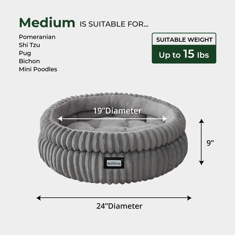 BALANCE Cat Bed Kitten Bed, Washable Round Cat Beds for Indoor Cats,Super Soft Plush Faux Fur Pet Bed for Puppy and Kitten with Anti-Slip Bottom - Image 5