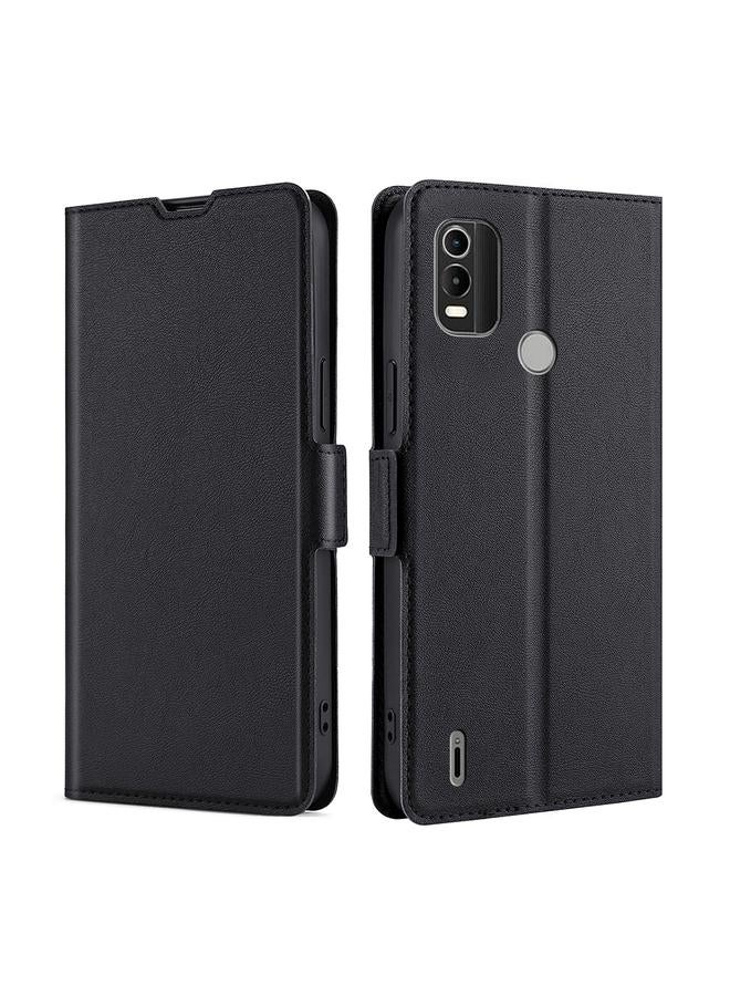 اس-توب جراب لهاتف Nokia C21 Plus مصنوع من الجلد فائق النحافة مع مشبك جانبي قابل للطي أفقيًا - Image 1